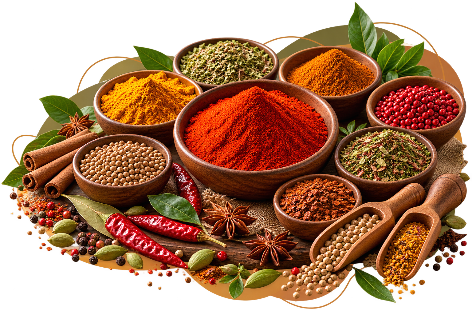 Wholesale Indian spices including chilli, turmeric, cumin and coriander